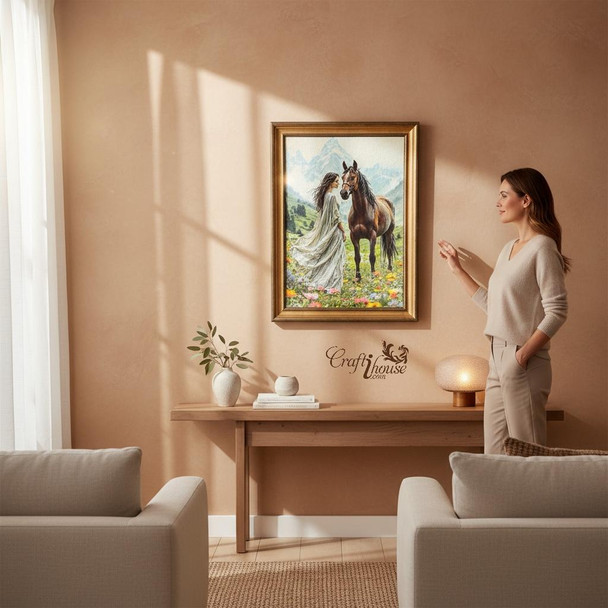 Elegant Girl and Horse wall carpet