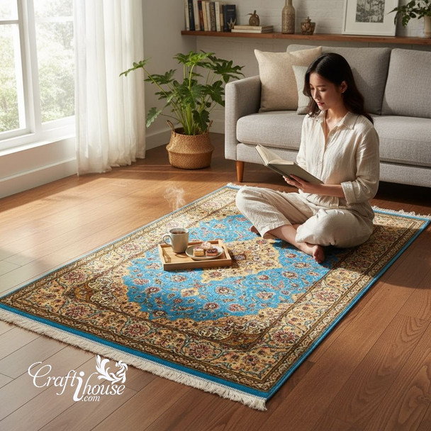 Luxury machine-made silk carpet