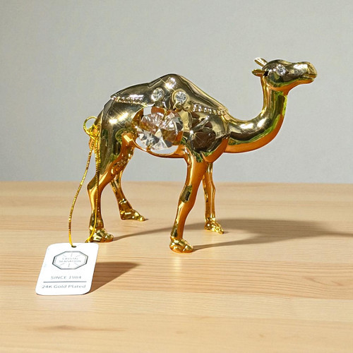 Gold Plated Camel Figurine 8x7 | Hand-painted Glass Wall Plate - Luxury Handcrafted Art Craftihouse Dubai
