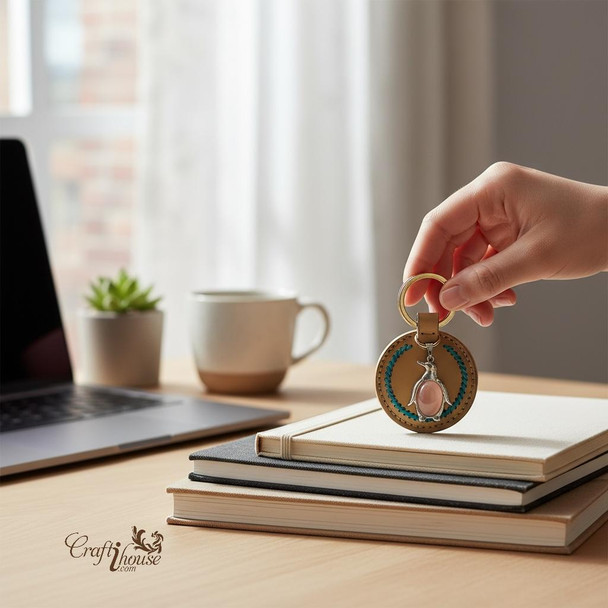 Luxury Handmade Metal Penguin Keychain Inlaid With Artisan Detail Shot