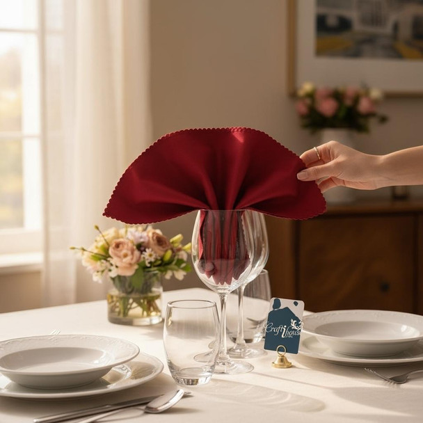 Luxury Premium Red Cloth Napkin 47x47 cm Artisan Detail Shot
