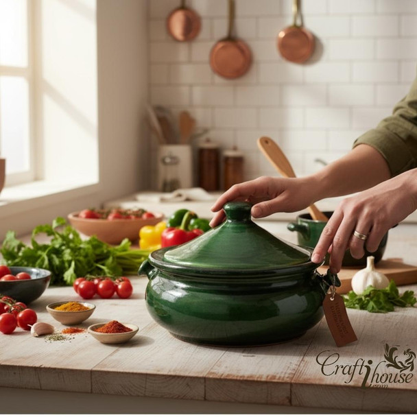 Handmade green dizi pot