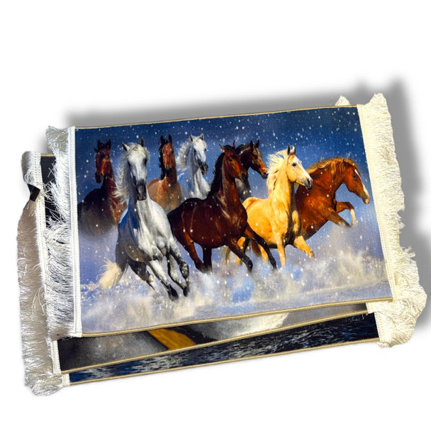 7 Running Horses Carpet 50×70 Cm Machine-made Wall & New Home Gift | Luxury Heritage Decor & Unique Artisan Piece - Luxury Handcrafted Art Craftihouse Dubai
