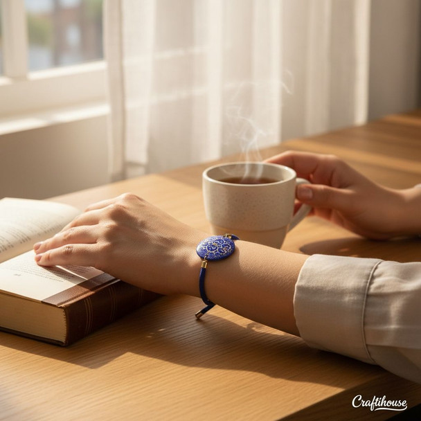 Boho enamel painted copper bracelet ethnic design