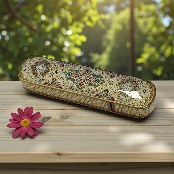 Premium Premium Wooden Khatamkari Sliding Pen & Jewelry Box Handcrafted Craftsmanship