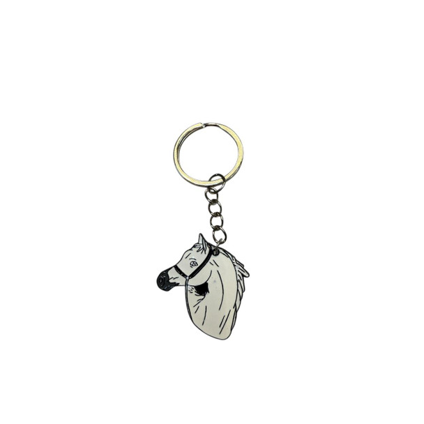 Luxury Arabian Horse Portrait Enamel Keychain Artisan Detail Shot