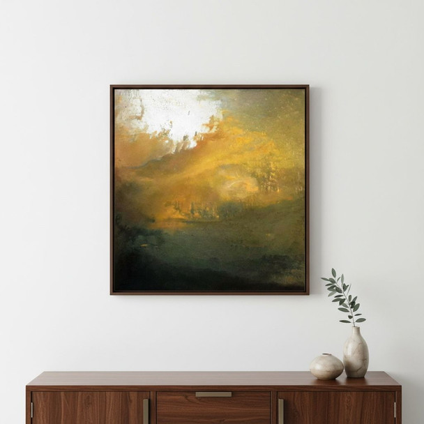 A monumental 120×120 cm square contemporary calligraphy artwork in mixed media on gallery canvas.