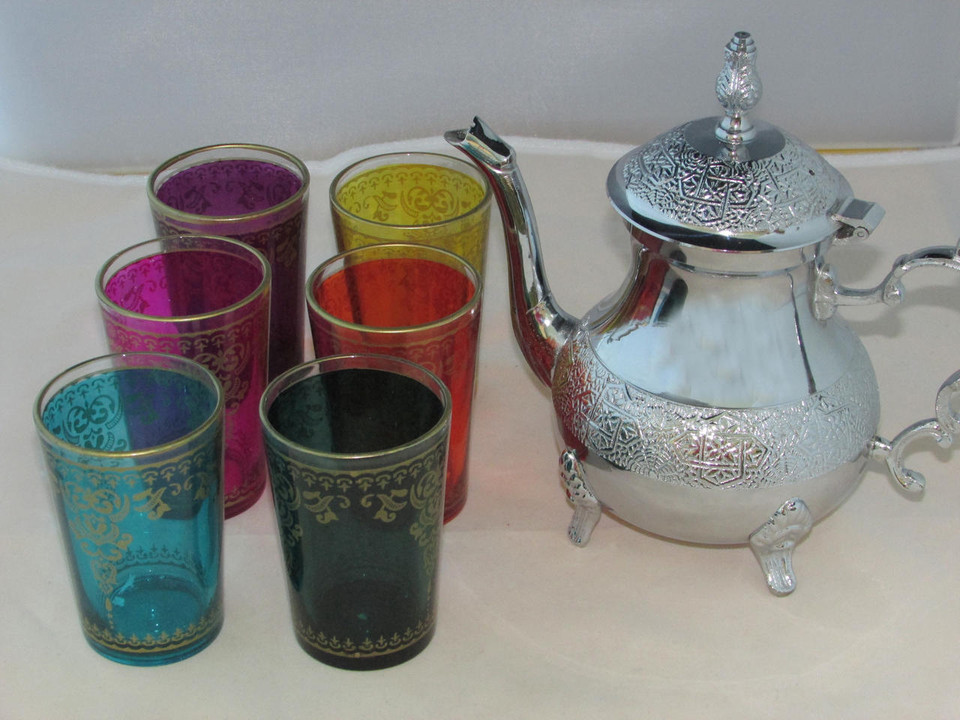 Moroccan tea set , Traditional Moroccan tea pot holder ,gift