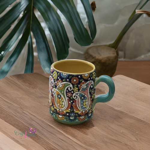 Handmade Clay Mug Hand Painted Persian Pottery Gift