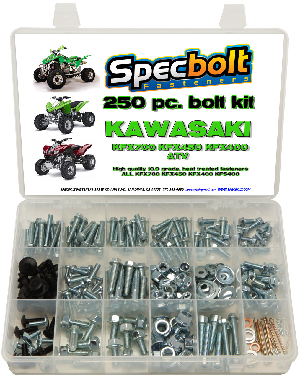 Kawasaki KFX400, KFX450 & KFX700 250pc Bolt Kit