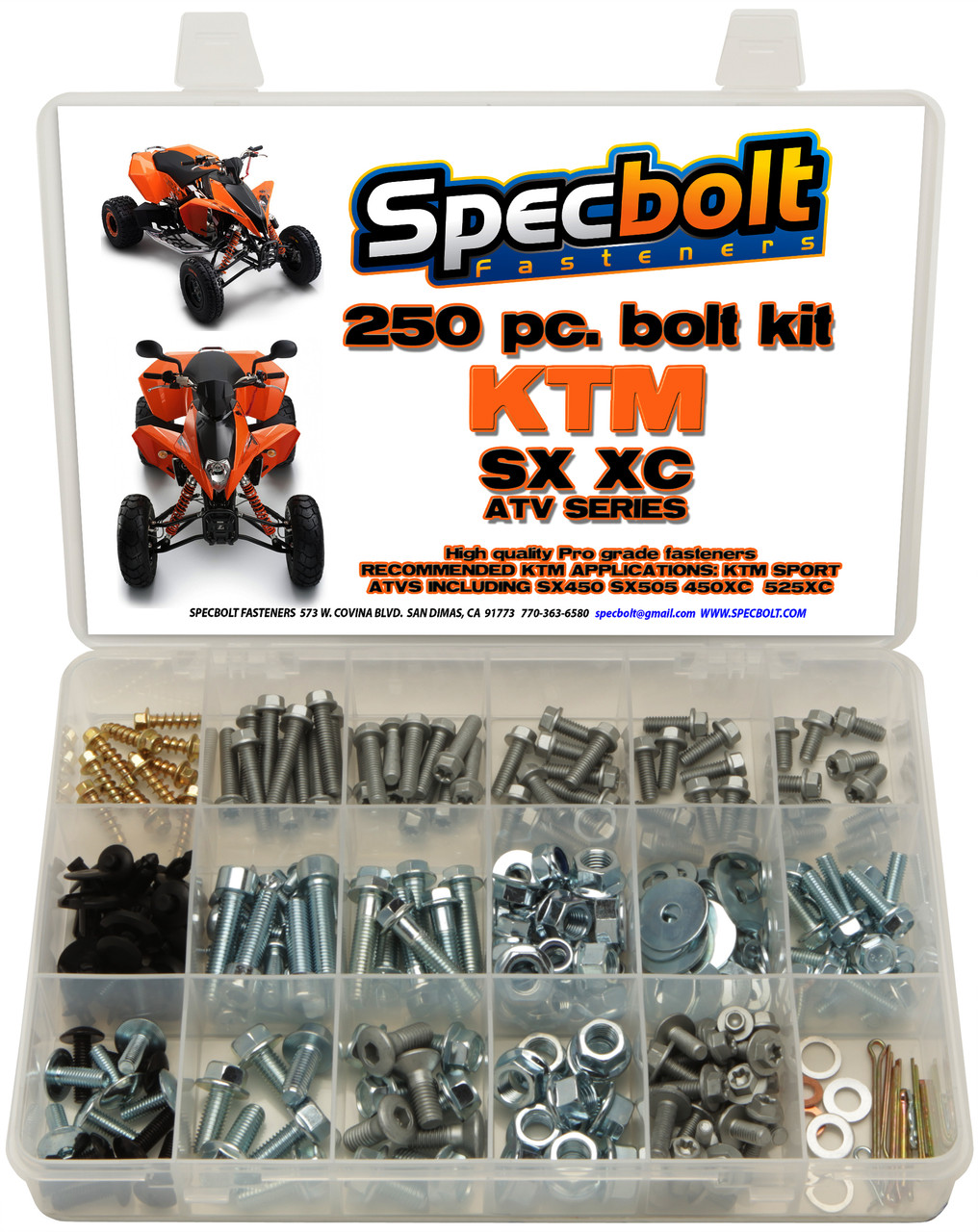 KTM ATV SX450 SX505 450XC & 525XC 250pc Bolt Kit