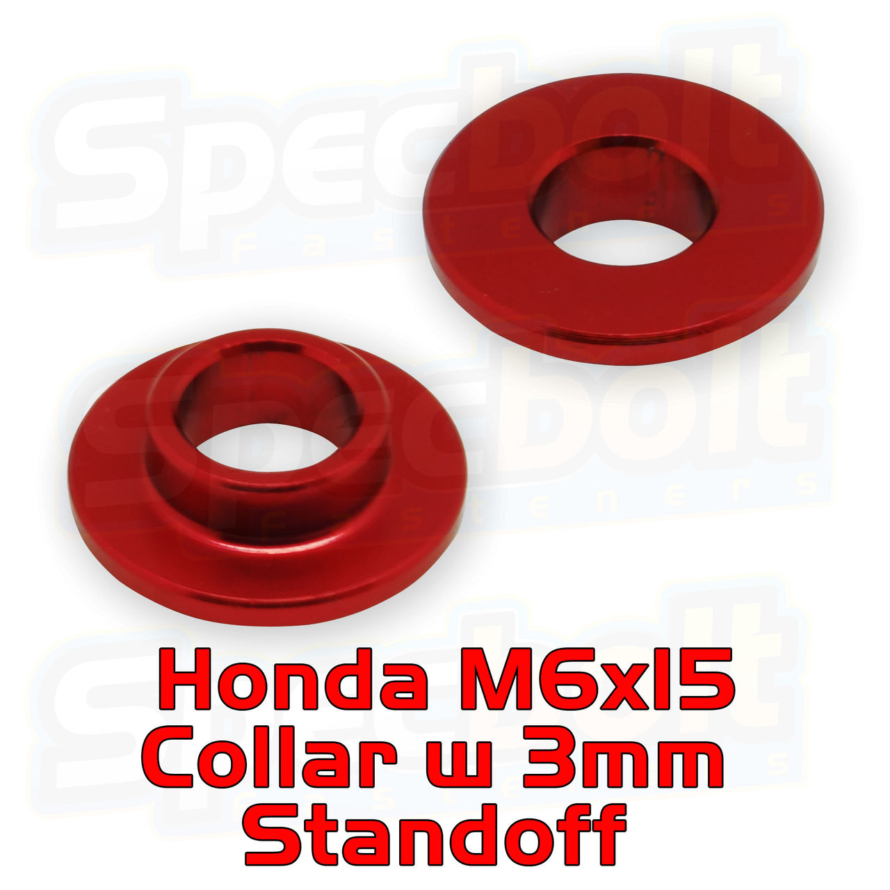 Red Honda M6x15 with 3mm standoff Collar Bushing