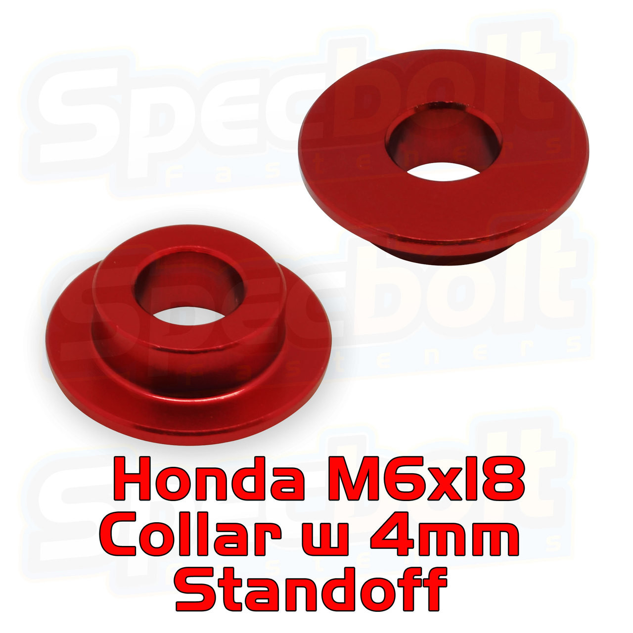 Red Honda M6x18 with 4mm Standoff Collar Bushing