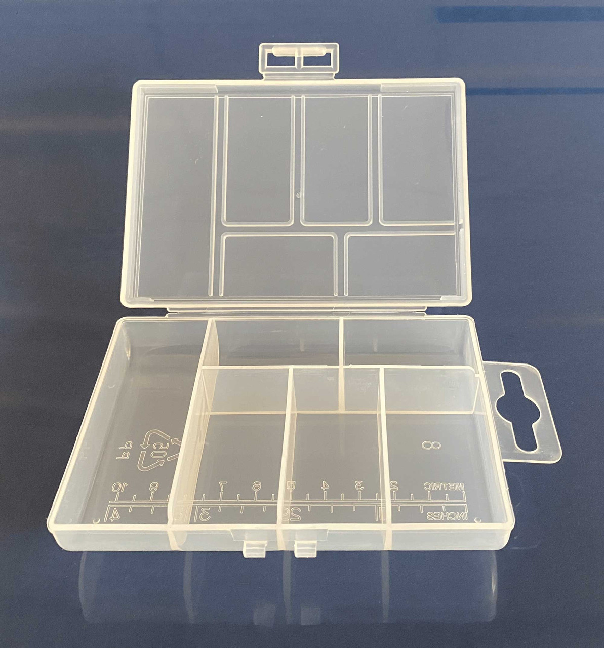 Micro-Tec C46 clear styrene plastic hinged storage boxes, 116x72x32mm -  Edge Scientific