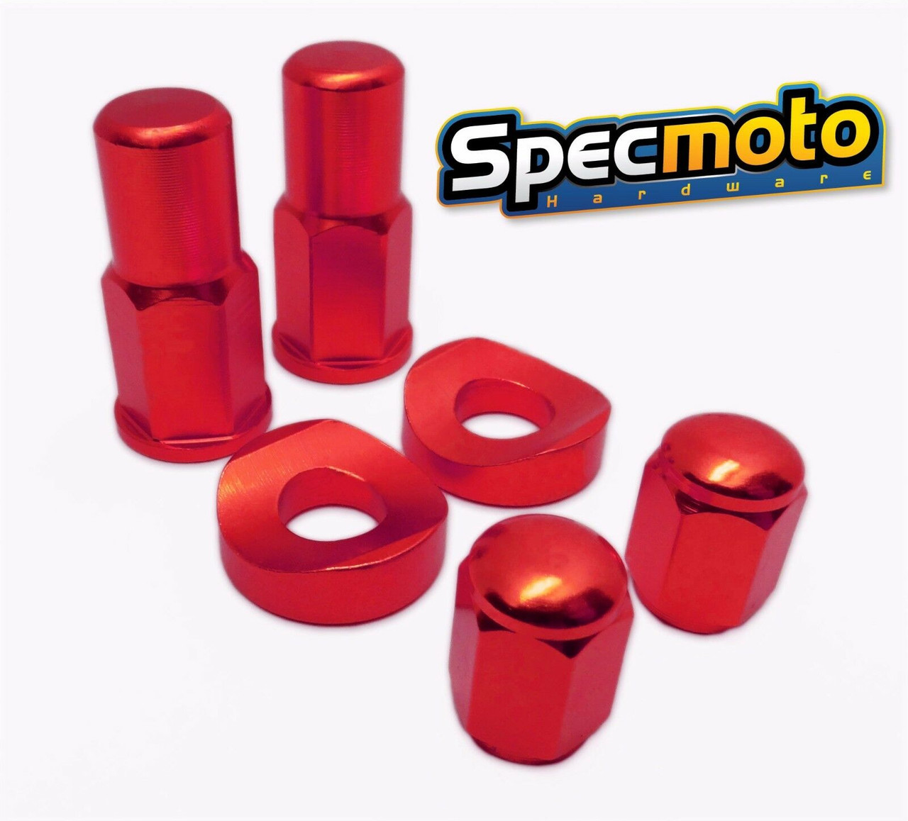 CNC Red Lock Nut Valve Stem Cap Kit (6PC) YZ YZF KX KXF RM RMZ CR