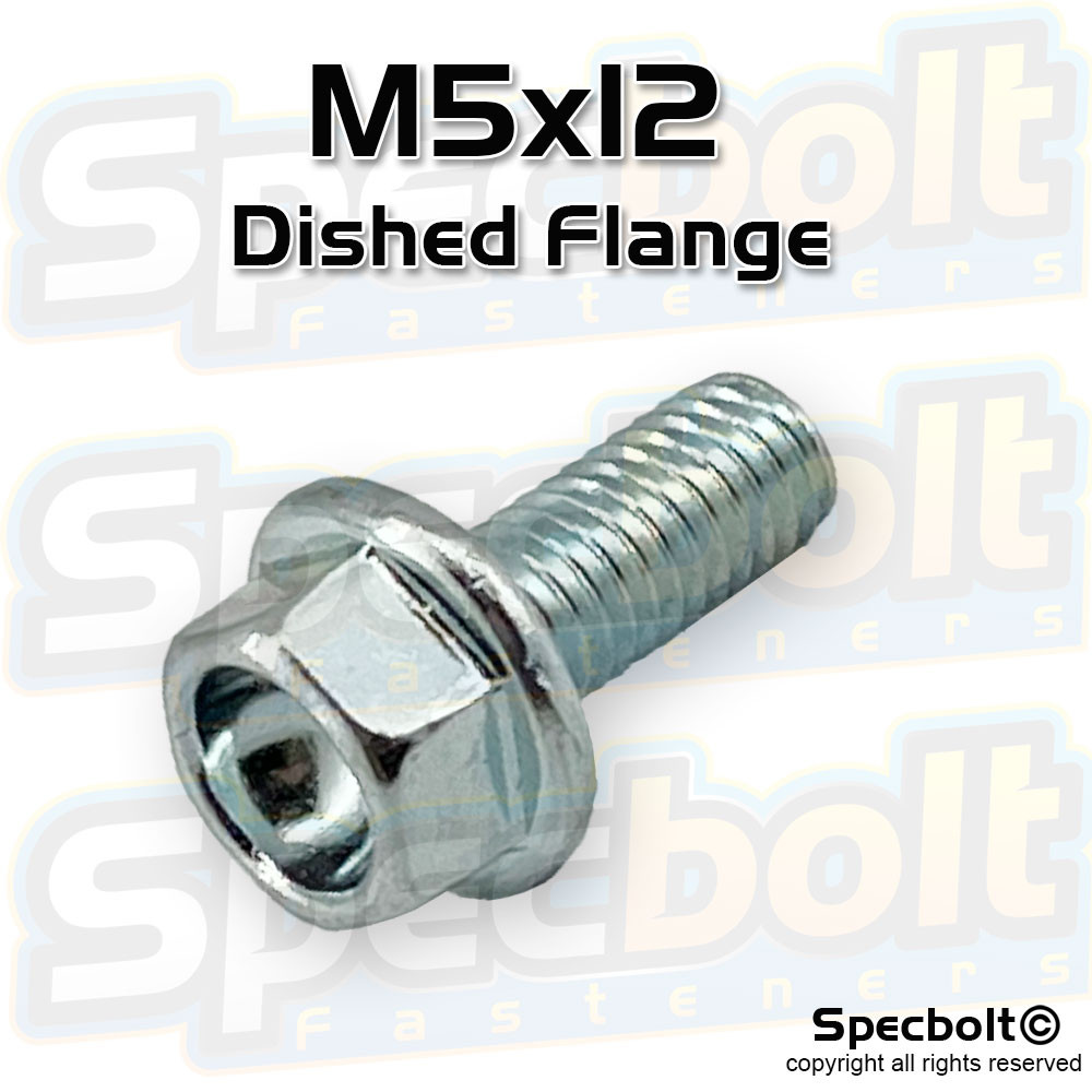Dished Head Flange Bolt M5x12 (Zinc Plated)
