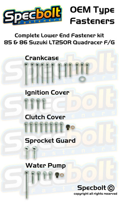 Suzuki 85-86 LT250R Quadracer Lower End Kit Engine (OEM Zinc) Suzuki 85-86 LT250R Quadracer Lower End Kit Engine (OEM Zinc)