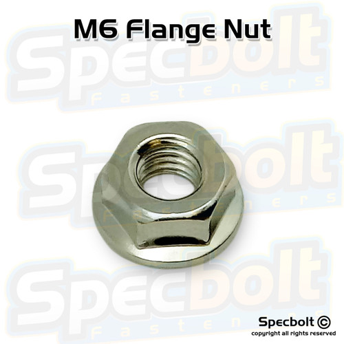 Specbolt  M6 Flange Nut OEM Match Nickel Plated Specbolt  M6 Flange Nut OEM Match Nickel Plated