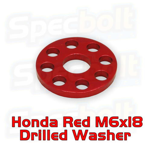 Specbolt Red Honda Drilled M6x18 Fender Washer Specbolt Red Honda Drilled M6x18 Fender Washer