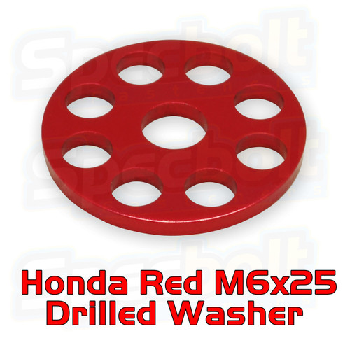 Specbolt Red Honda Drilled M6x25 Fender Washer Specbolt Red Honda Drilled M6x25 Fender Washer