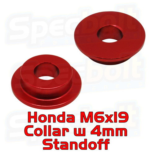Red Honda M6x15 with 3mm standoff Collar Bushing