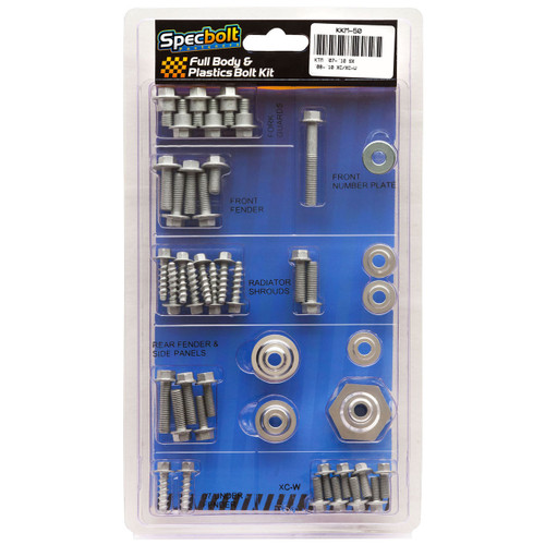Specbolt KTM 07-10 SX & 08-10 XC/XC-W Full Plastics Body Bolt Kit Packaged Specbolt KTM 07-10 SX & 08-10 XC/XC-W Full Plastics Body Bolt Kit Packaged
