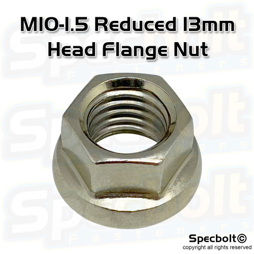 Specbolt 13mm Reduced Head M10 Flange Nut OEM Match Nickel Plated KTM & Husqvarna part #: 54630044000 55530044000 Specbolt 13mm Reduced Head M10 Flange Nut OEM Match Nickel Plated KTM & Husqvarna part #: 54630044000 55530044000
