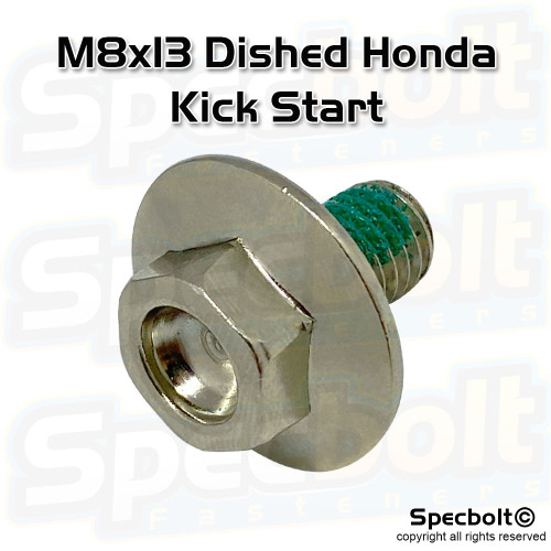 Honda M8x13 Kick Starter Flange Bolt Domed Head (Nickel Würks)