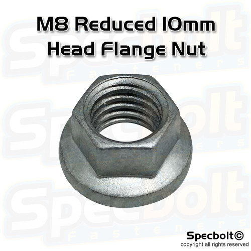 Specbolt 10mm Reduced Head M8 Flange Nut OEM Match Dacromet Plated 46030045000 Specbolt 10mm Reduced Head M8 Flange Nut OEM Match Dacromet Plated 46030045000