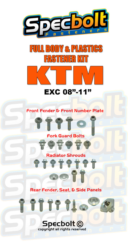 KTM 08-11 EXC Full Plastics & Body Fastener Kit