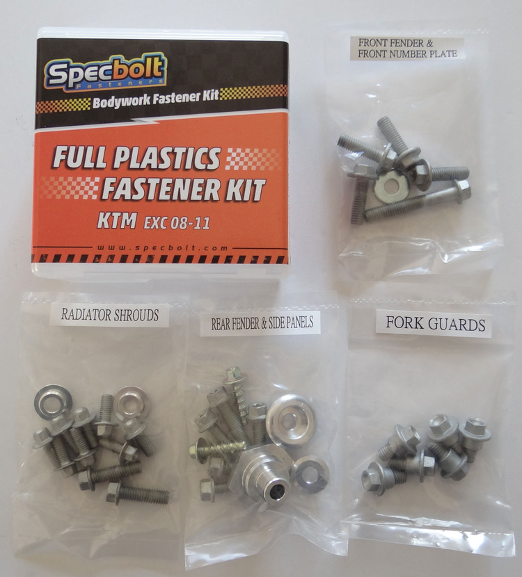 KTM 08-11 EXC Full Plastics & Body Fastener Kit