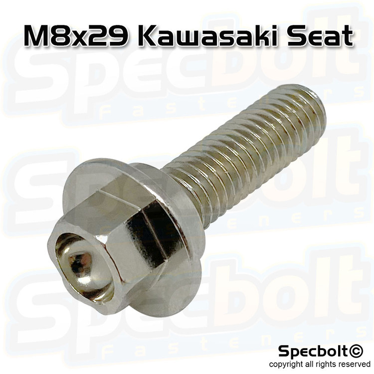 Kawasaki Seat Flange Bolt M8x29 (Nickel Würks) 92154-1713, 92154-2961