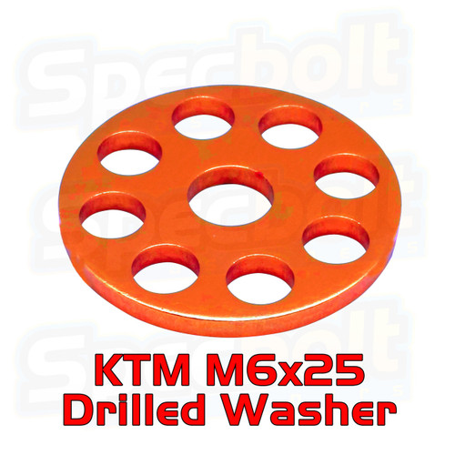 Orange KTM Drilled Fender Washer M6x25