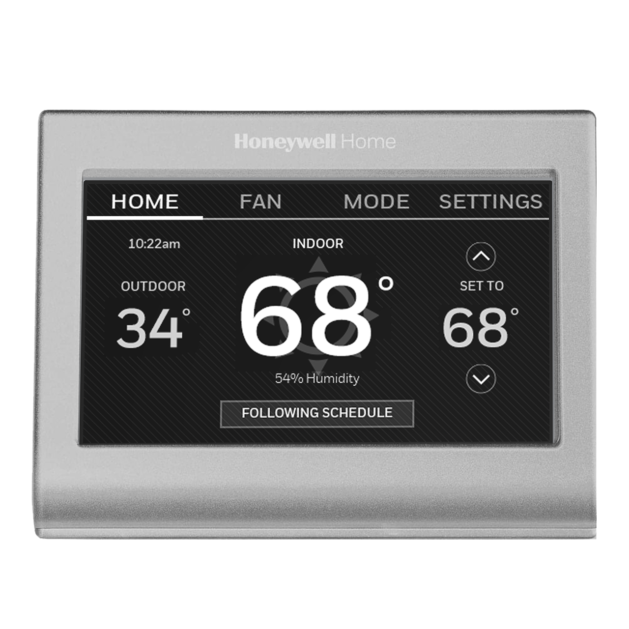 Honeywell Smart Color Thermostat set on 68 heating