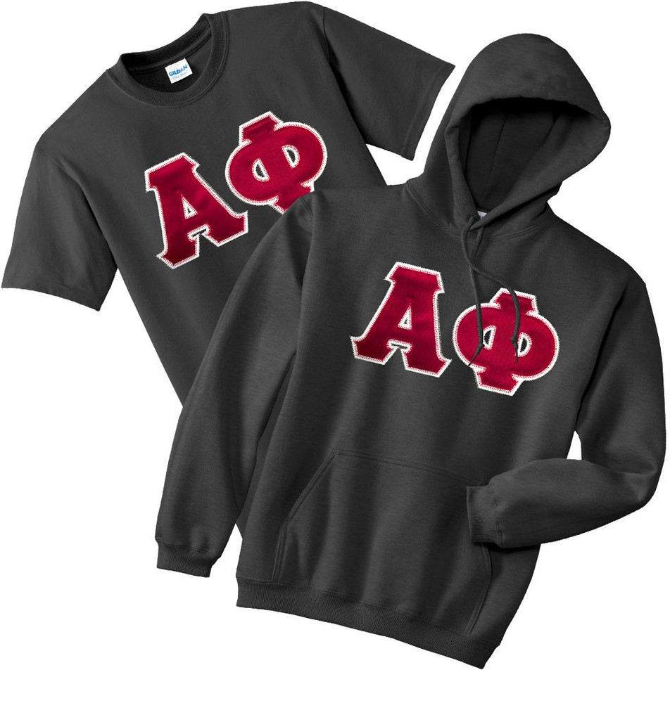 Fraternity Sorority Lettered Matching Hoodie T Shirt Set