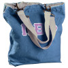 Raw-Edge Tote Bag with Sewn-On Letters