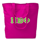 Zipper Closure Tote Bag with Sewn-On Letters