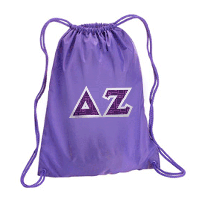 Drawstring Cinch Pack Backpack with Sewn-On Letters