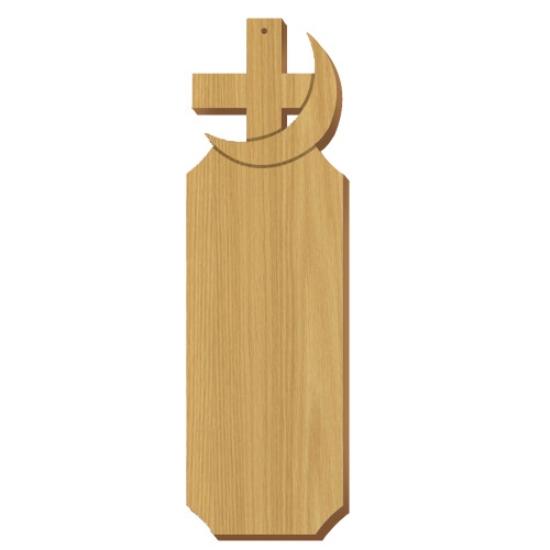 Blank Cross and Crescent Symbol Oak Plaque