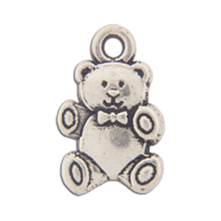 Teddy Bear Clip on Charm in 925 Sterling Silver