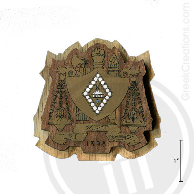 Zeta Beta Tau Large Raised Wooden Crest