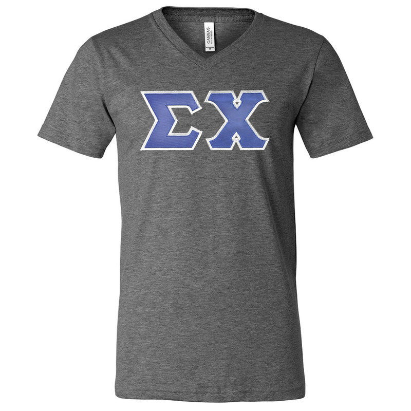 Fraternity & Sorority Lettered Canvas V-Neck T-Shirt
