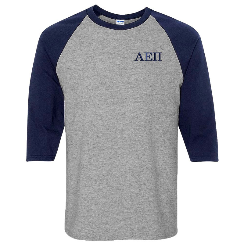 Fraternity & Sorority Embroidered 3/4 Sleeve Raglan Shirt