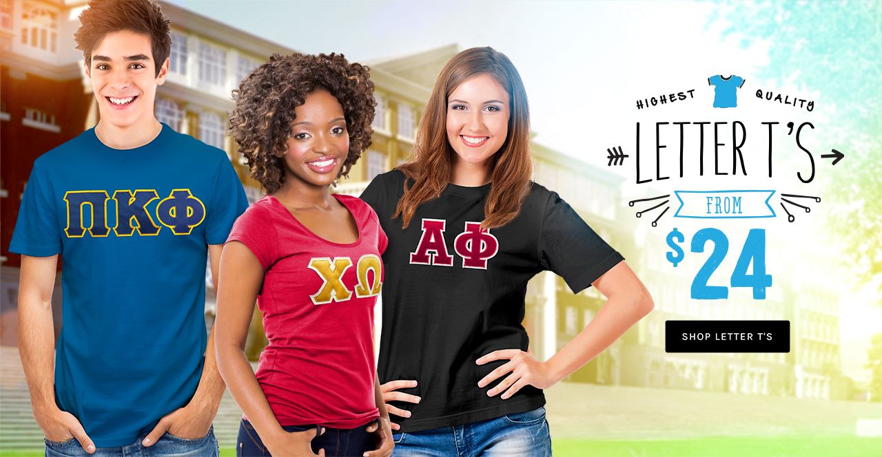 Fraternity and Sorority letter t shirt from $24