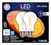 LED Light Bulbs, Soft White Clear, 4.5 Watt, 450 Lumens, 2-Pk.