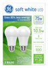 LED Light Bulbs, Soft White, A19 Shape, Medium Base, 10.5 Watts, 2-Pk.