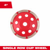 Diamond Cup Grinder Wheel, Single Row, 4 In.