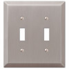 Century Wall Plate, Brushed Nickel, Steel, 2 Toggle