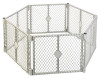 Portable Play Yard, 6-Panel, Light Gray Plastic, 18.5-Sq. Ft. x 26-In.