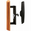 Sliding Glass Door Handle Set, Black Diecast, Wood Handle, 3-1/2 In.